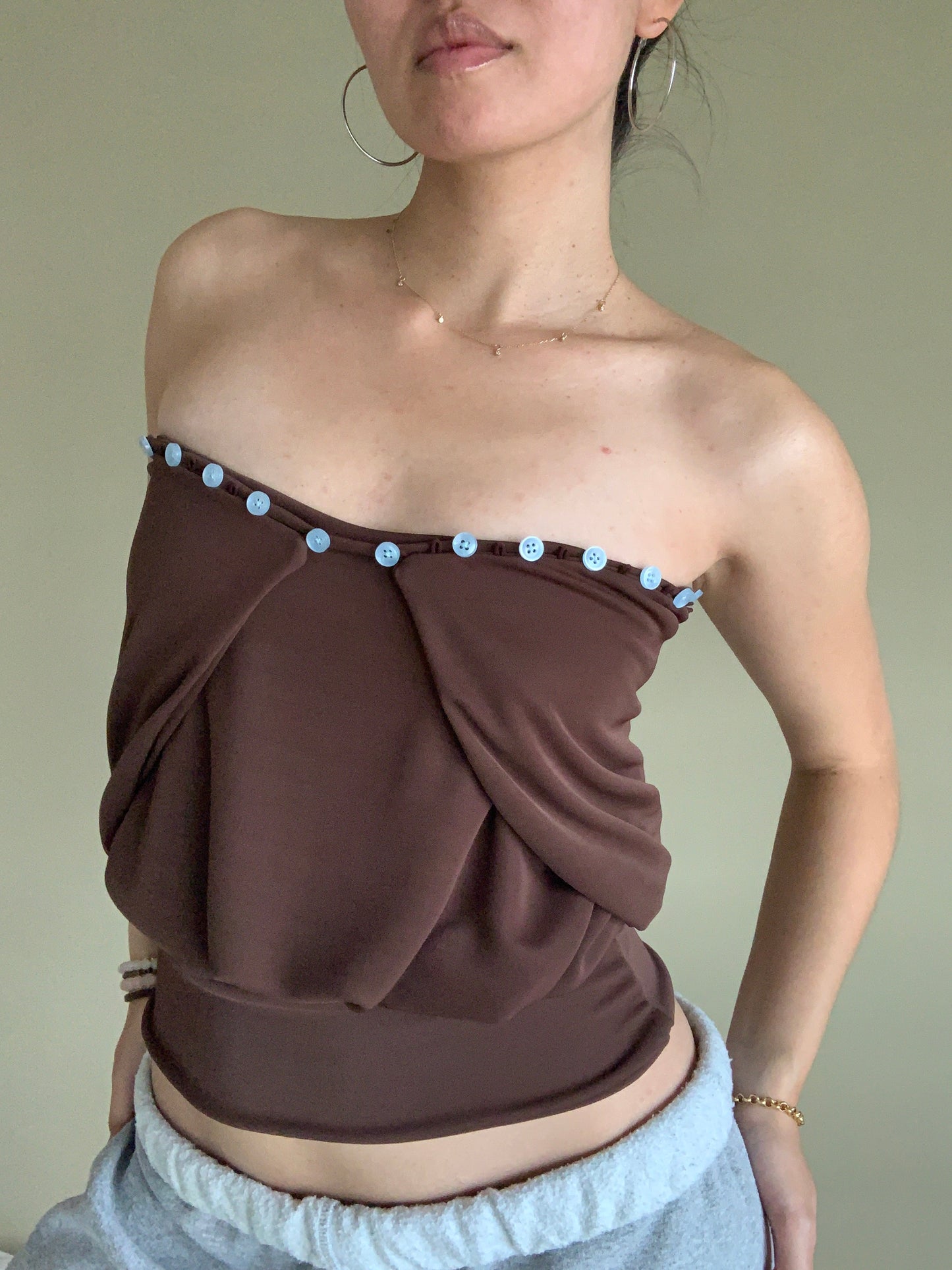 Cai Button Top - Espresso