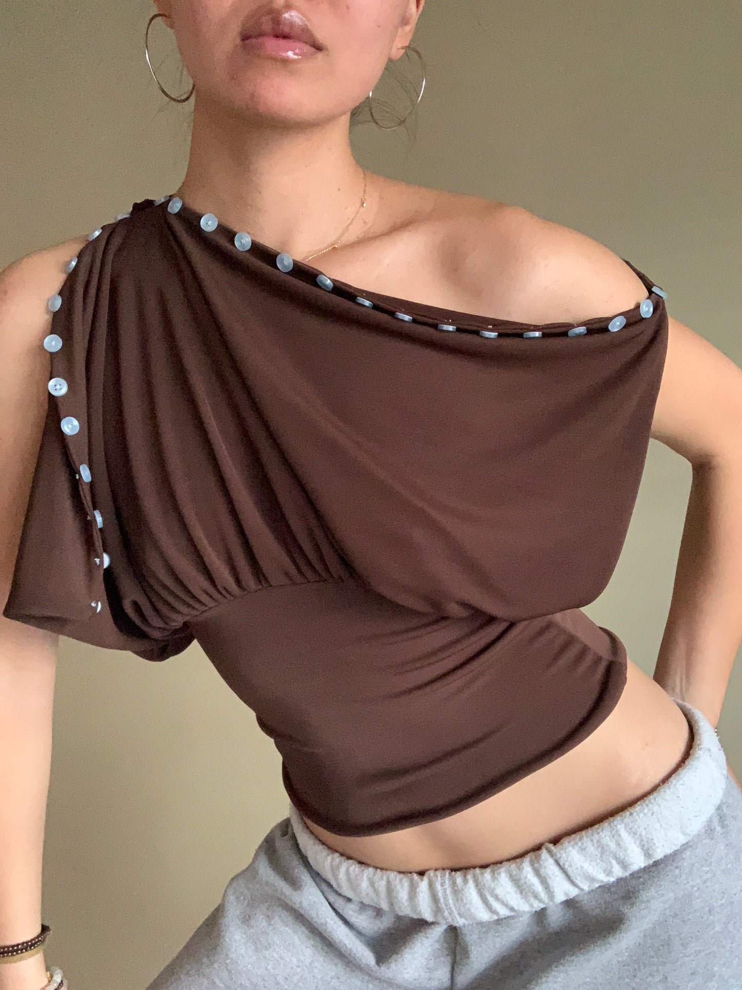 Cai Button Top - Espresso