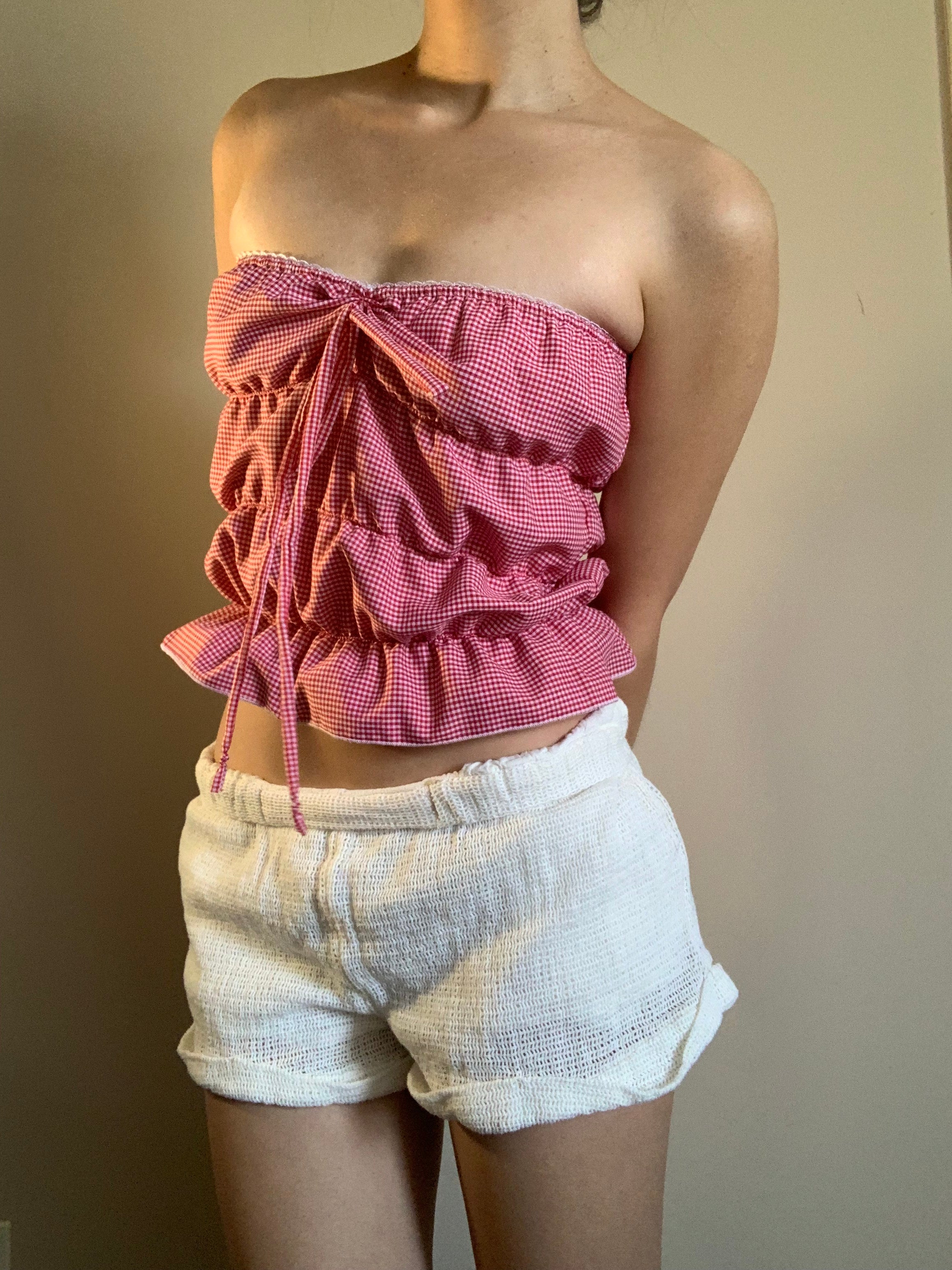 Lucky Puff Tube Top in Cherry