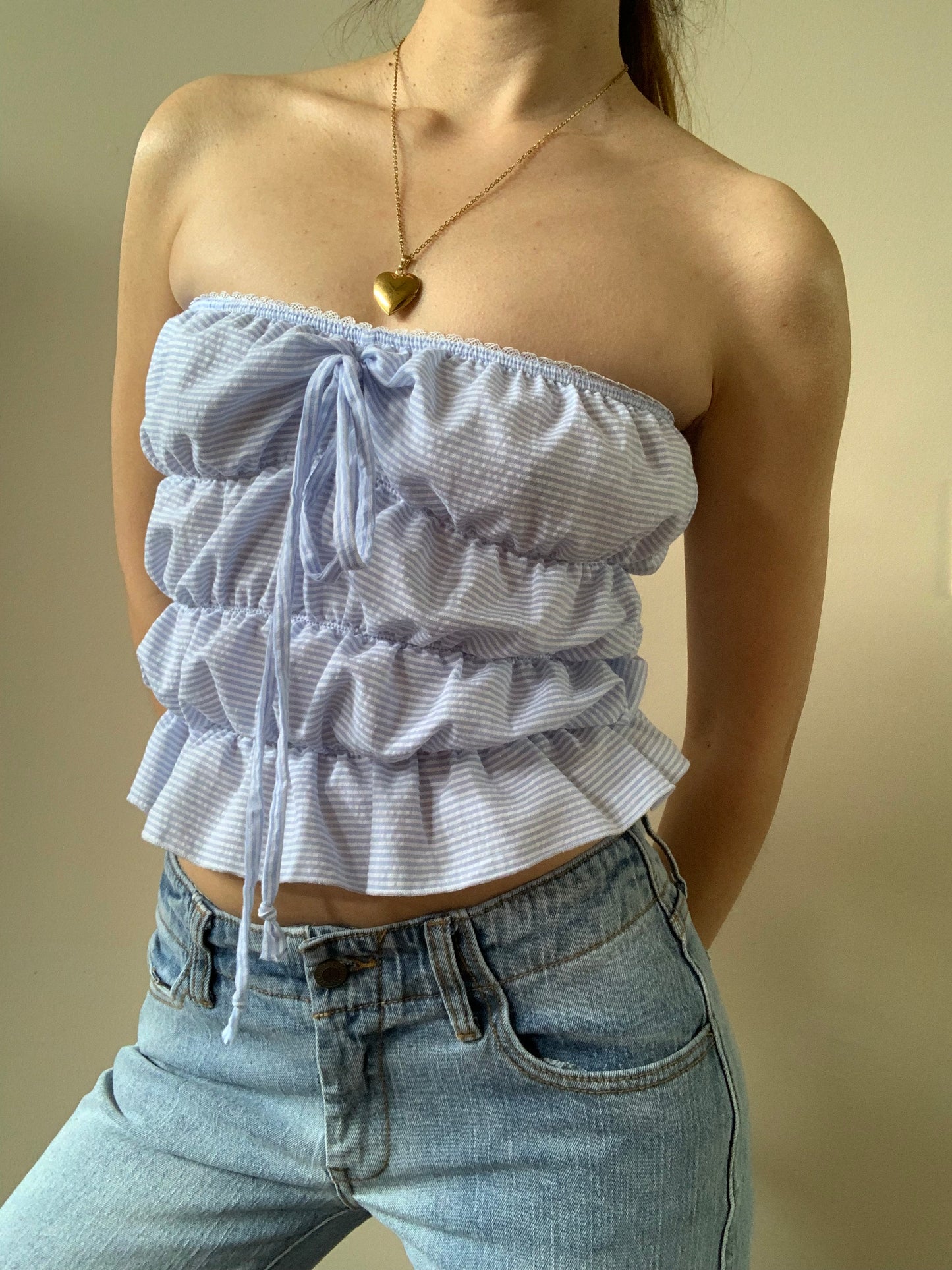 Lucky Puff Tube Top in Berry Blue