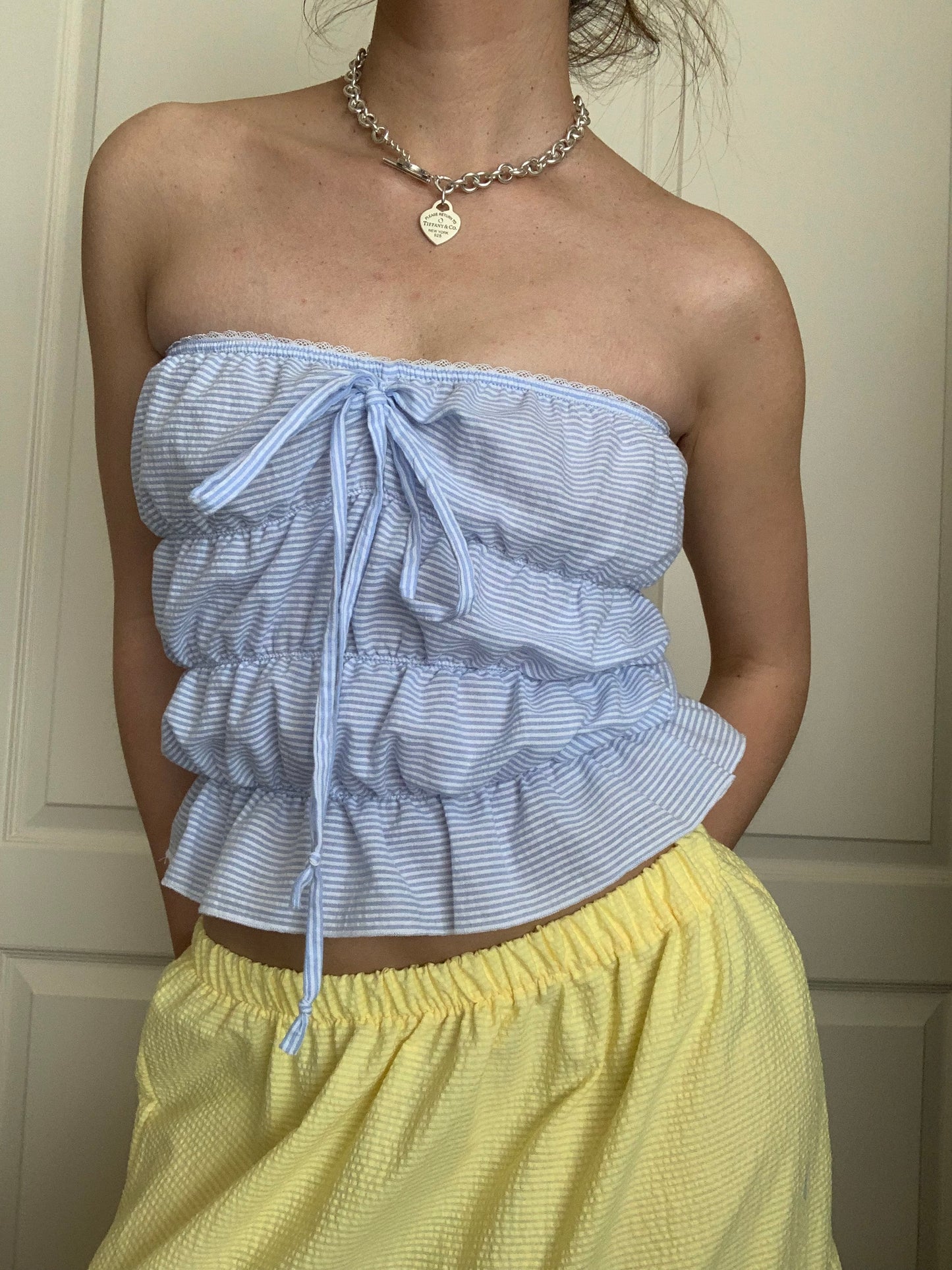 Lucky Puff Tube Top in Berry Blue