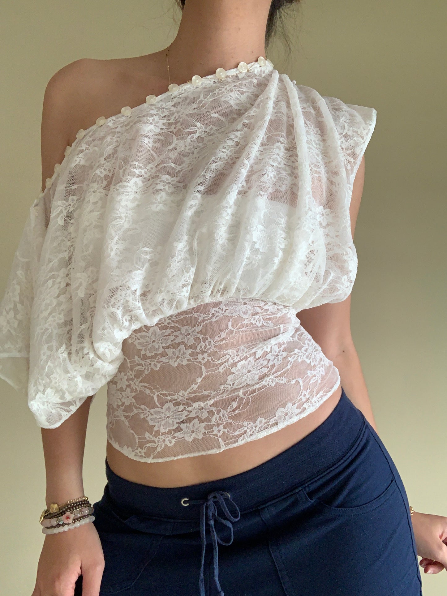 Cai Button Top - Lace