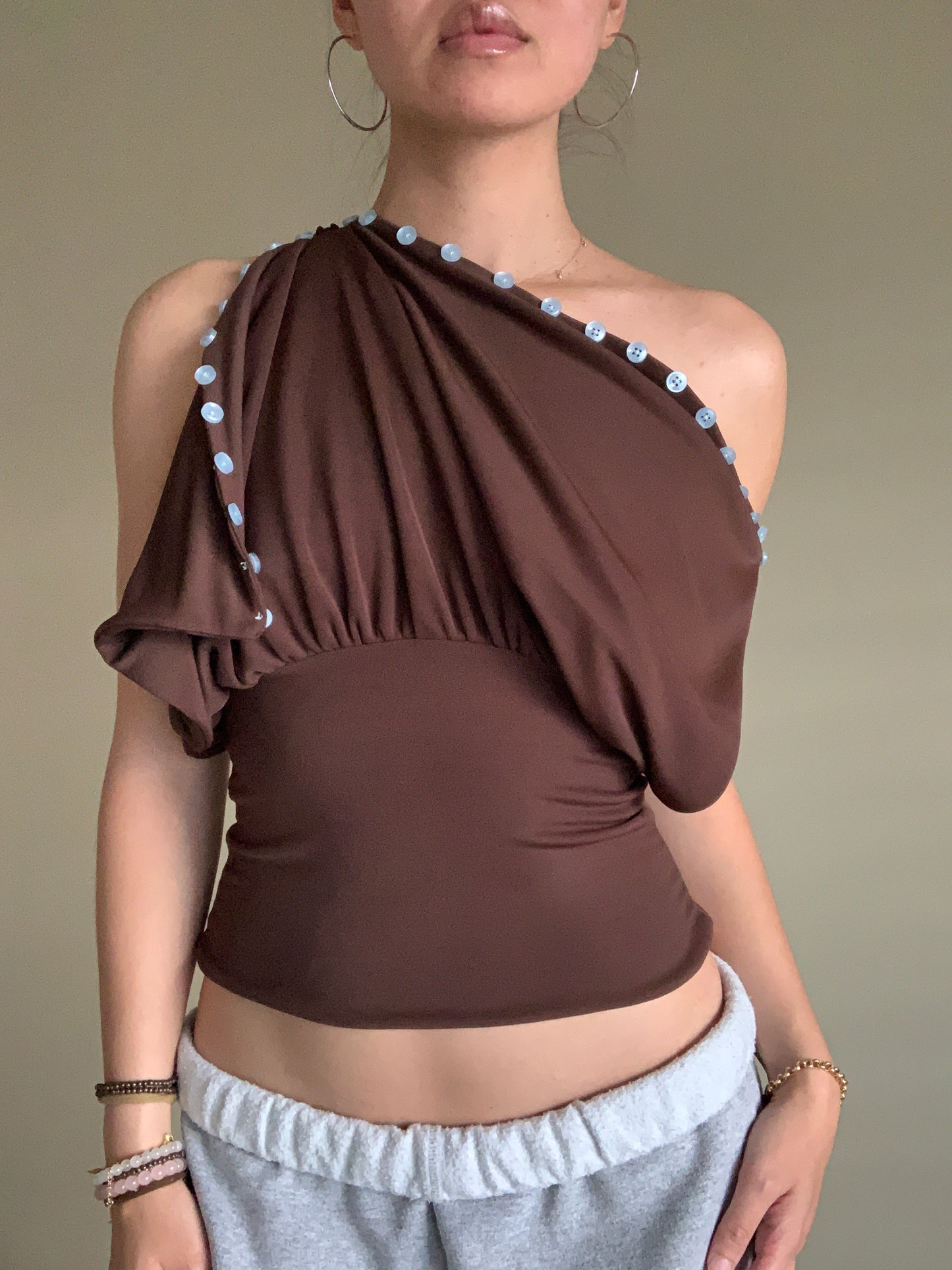 Cai Button Top - Espresso