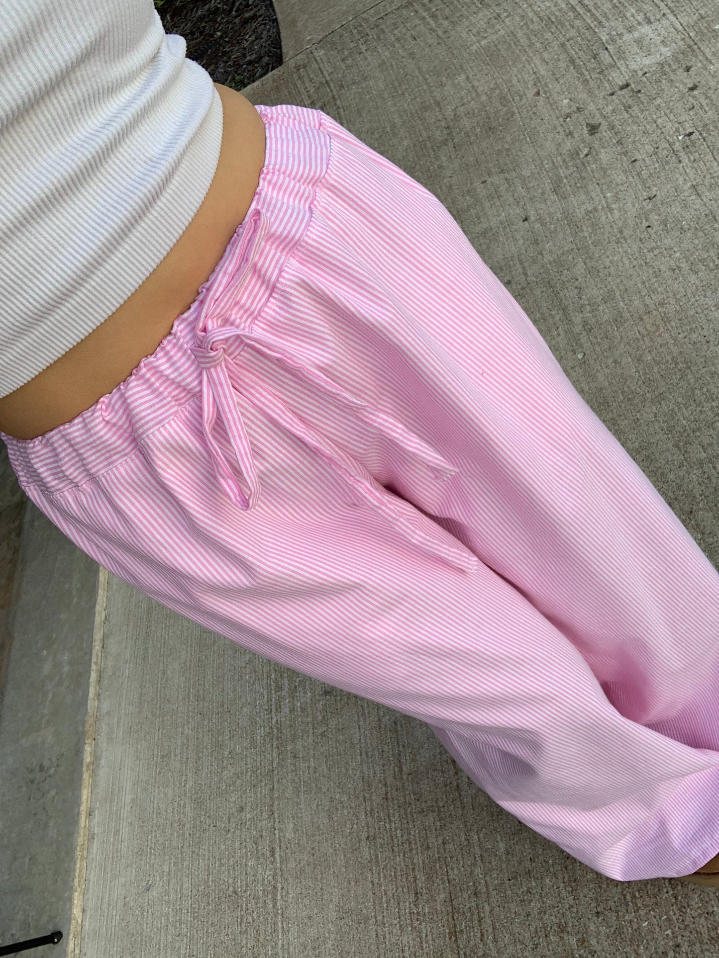 Sybil Stripe Pant ft. Pink Stripe Bow