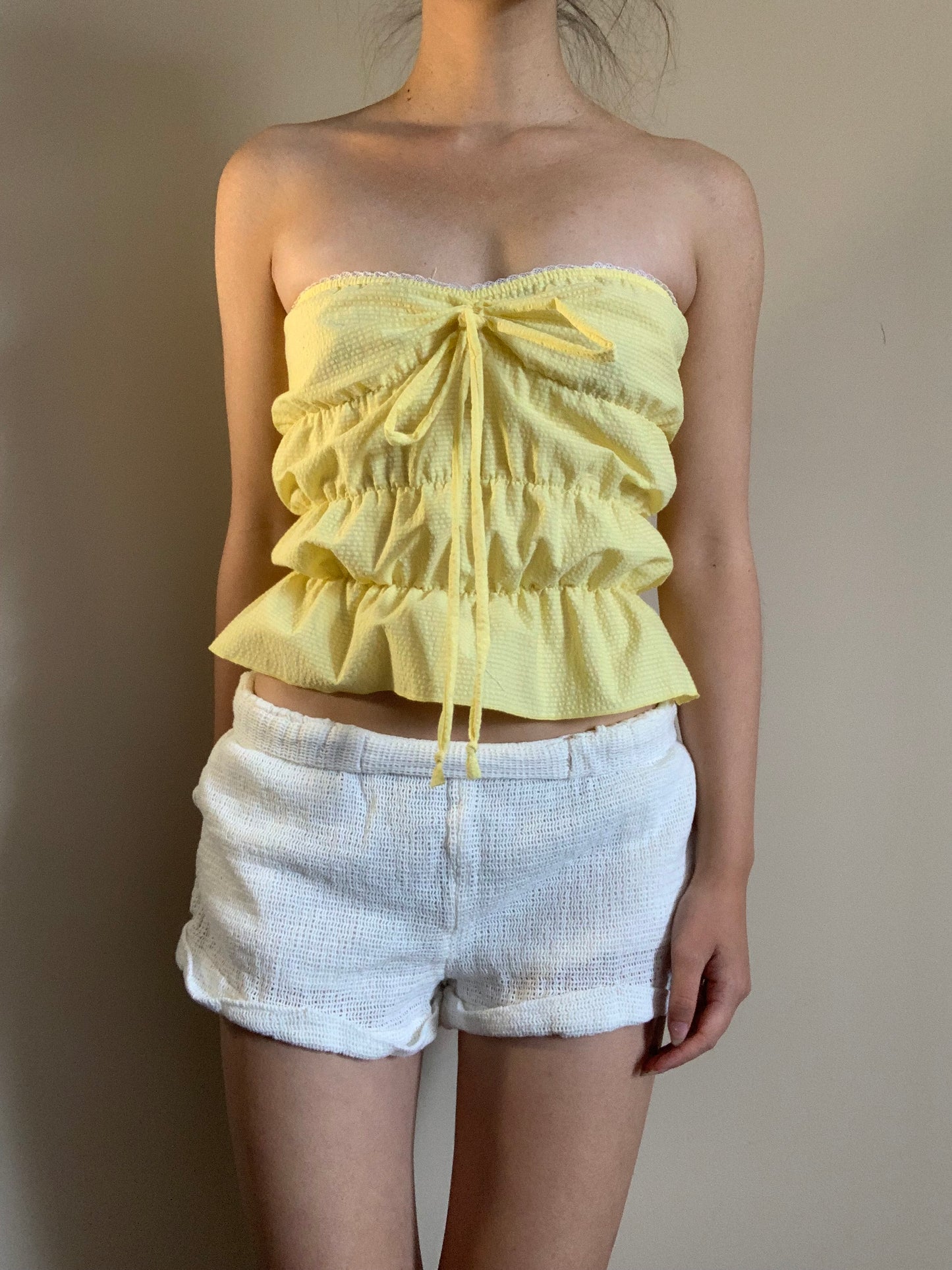 Lucky Puff Tube Top in Lemon