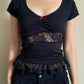 Onyx Lace Short Sleeve Top